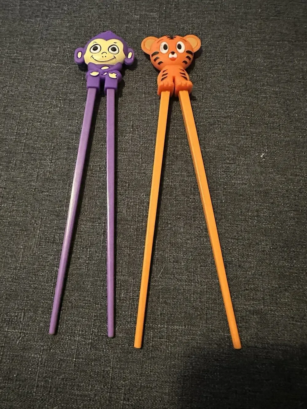 Kids Animal Training Chopsticks Set of 2 Purple Monkey Orange Tiger Beginner